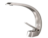 Curved Brass Bathroom Sink Faucet with Single Handle Hot and Cold Mixer