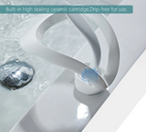 AquaLuxe Waterfall Faucet – Modern White Design with Warm & Cold Water Control