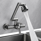 Wall Mounted Stainless Steel Kitchen Faucet with 4 Spray Modes and 360° Swivel Mixer