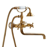 ZGRK Luxe Retro Shower Faucet Set – Wall-Mounted Brass Mixer with Handheld Shower & Extended Spout | Classic Design