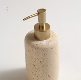 Travella Travertine Bathroom Set – Luxury Stone Soap Dispenser & Bathroom Organizer
