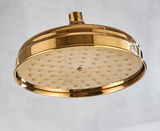 POIQIHY Rainfall Shower Head Antique Brass Gold – Round Fixed Showerhead | Wall Mounted | Spa-Like Water Flow