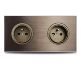 EU Wall Power Outlet Brushed Brown Aluminum – Schuko Socket with USB & RJ45 Port | 16A 250V | Flush Mount Modern Plate