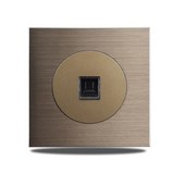 EU Wall Power Outlet Brushed Brown Aluminum – Schuko Socket with USB & RJ45 Port | 16A 250V | Flush Mount Modern Plate