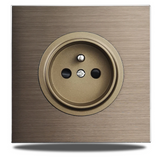 EU Wall Power Outlet Brushed Brown Aluminum – Schuko Socket with USB & RJ45 Port | 16A 250V | Flush Mount Modern Plate