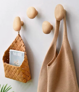 NordicPebble Solid Wood Wall Hooks – Scandinavian No-Drill Door & Coat Hooks