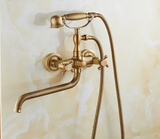 ZGRK Luxe Retro Shower Faucet Set – Wall-Mounted Brass Mixer with Handheld Shower & Extended Spout | Classic Design
