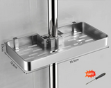 Drill-Free Aluminum Shower Caddy Shelf with Towel Bar – Double Layer Bathroom Organizer | Rustproof | Strong Adhesive Mount