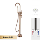 AITANA Luxury Floor-Mounted Faucet – Black Brass Bathroom Faucet, Dual Handle, Hot & Cold, 2 Functions