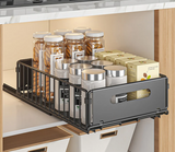 Pull-Out Metal Kitchen Storage Drawer Organizer Set – Sliding Spice Rack Trays | Space Saving Cabinet Storage | Easy Access Design