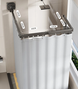EasyTimes Foldable Shower Curtain Set – Magnetic, Waterproof & No-Drill Telescopic Rod