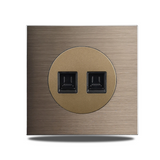 EU Wall Power Outlet Brushed Brown Aluminum – Schuko Socket with USB & RJ45 Port | 16A 250V | Flush Mount Modern Plate