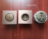 EU Wall Power Outlet Brushed Brown Aluminum – Schuko Socket with USB & RJ45 Port | 16A 250V | Flush Mount Modern Plate