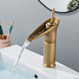 Heritage Waterfall Basin Faucet Antique Brass Black – Single Handle Mixer Tap | Deck Mounted One Hole | Classic Bathroom Fixture