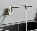 Brushed Gold Wall Mount Kitchen Faucet Premium – Single Cold Water Tap | 360° Swivel Spout | Space Saving Design