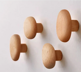 NordicPebble Solid Wood Wall Hooks – Scandinavian No-Drill Door & Coat Hooks