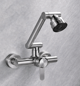 Wall Mounted Stainless Steel Kitchen Faucet with 4 Spray Modes and 360° Swivel Mixer