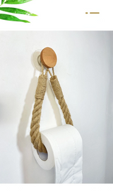 HangEasy Rope Towel & Toilet Paper Holder – Boho-Style, No-Drill Wall-Mount Organizer