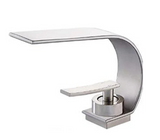 Sleek Waterfall Bathroom Faucet with Single Handle – Modern Brass Basin Mixer for Hot and Cold Water