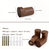 WalnutElegance Traditional Handmade Wall Hooks– 1 to 6 Walnut Wood Hooks for Jackets, Hats & Decor