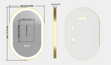 Luvodi Luxury Oval LED Bathroom Mirror – Gold Aluminum Frame with Anti-Fog Function (32×20 in)