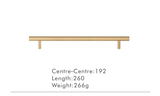 Nurlin T-Bar Brass Handle – Extra Long & Modern for Cabinets, Drawers & Refrigerators