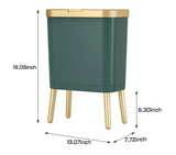 GoldenSlim Modern Trash Can with Lid – Sleek Bin for Bedroom, Bathroom & Kitchen