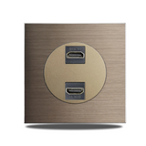 EU Wall Power Outlet Brushed Brown Aluminum – Schuko Socket with USB & RJ45 Port | 16A 250V | Flush Mount Modern Plate