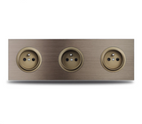 EU Wall Power Outlet Brushed Brown Aluminum – Schuko Socket with USB & RJ45 Port | 16A 250V | Flush Mount Modern Plate