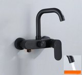 AquaJet Wall-Mount Faucet – Black Brass, Warm & Cold Water, Side Sprayer for Kitchen, Sink, or Bathtub