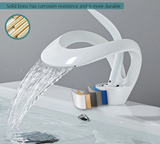 AquaLuxe Waterfall Faucet – Modern White Design with Warm & Cold Water Control