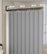 EasyTimes Foldable Shower Curtain Set – Magnetic, Waterproof & No-Drill Telescopic Rod