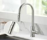 Pull-Out Kitchen Sink Faucet with Single Handle Mixer and Silver Finish