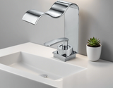 Elegant Gold Bathroom Sink Faucet with Waterfall Flow and Single Handle Control