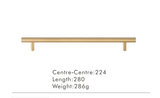 Nurlin T-Bar Brass Handle – Extra Long & Modern for Cabinets, Drawers & Refrigerators