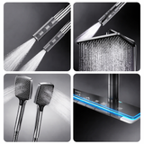 Modern Shower System with Temperature Display and Ambient Lighting – Adjustable Stainless Steel Bathroom Set
