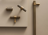Nurlin Solid Brass T-Bar Handle – Art Deco Retro Furniture Pull, Antique Industrial Style