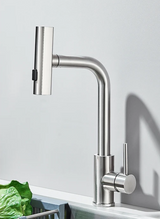 Modern Pull-Down Kitchen Faucet with 360° Swivel and Waterfall Spray Finish