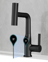 Digital Temperature Display Waterfall Bathroom Sink Faucet with Adjustable Spout Mixer