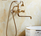 ZGRK Luxe Retro Shower Faucet Set – Wall-Mounted Brass Mixer with Handheld Shower & Extended Spout | Classic Design