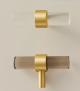 Modern Brass & Acrylic Furniture Handle – Transparent, Black or White Decorative Pull with Custom Extension
