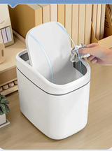 CleanBox Mini Desk Trash Can – Compact Plastic Waste Bin with Swing Lid for Office & Home