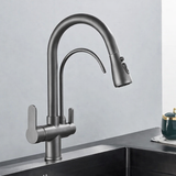 Black Kitchen Faucet with Filtered Water System, Pull-Out Sprayer and 360° Rotation