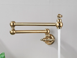 Brushed Gold Wall Mount Kitchen Faucet Premium – Single Cold Water Tap | 360° Swivel Spout | Space Saving Design