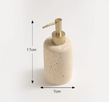 Travella Travertine Bathroom Set – Luxury Stone Soap Dispenser & Bathroom Organizer