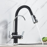 Black Kitchen Faucet with Filtered Water System, Pull-Out Sprayer and 360° Rotation