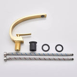 Curved Brass Bathroom Sink Faucet with Single Handle Hot and Cold Mixer