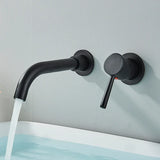 Quyanre Wall Mounted Basin Faucet Brushed Gold – Concealed Mixer Tap | 360° Rotating Spout | Single Handle Bathroom Fixture