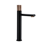 Modern Knurled Handle Bathroom Sink Faucet in Matte Black and Rose Gold Finish