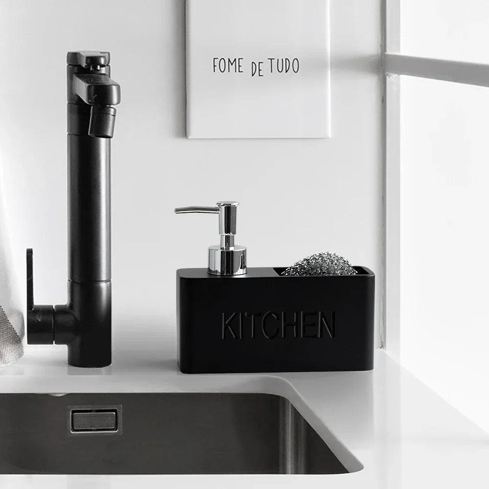 CleanEase 2-in-1 Kitchen Soap Dispenser with Sponge Holder – Modern Countertop Organizer